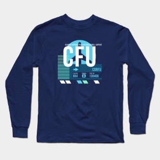 Corfu (CFU) Airport // Sunset Baggage Tag Long Sleeve T-Shirt